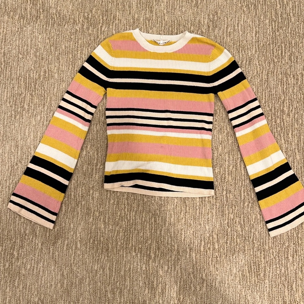 Baja Stripe Cotton & Cashmere Rib-Knit Sweater